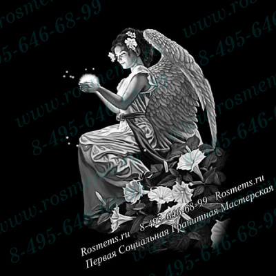 №98 Ангел гравировка на памятник из гранита