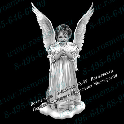 №48 Ангел гравировка на памятник из гранита