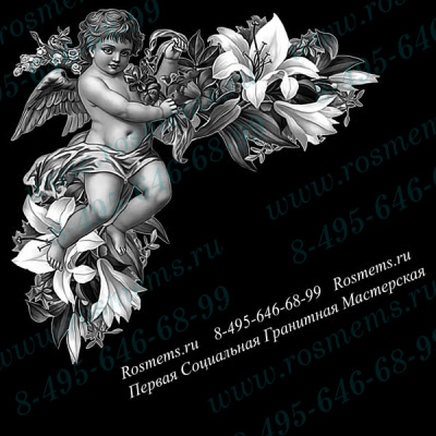 №55 Ангел гравировка на памятник из гранита