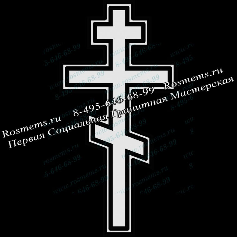 №01 Крест гравировка на памятник из гранита